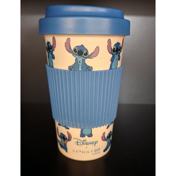 Disney Skinnydip London Reusable Bamboo Fibre Travel Mug With Blue Stitch Design - Picture 1 of 11